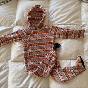 Patagonia Kids One Piece Footie - Orange and White Pattern